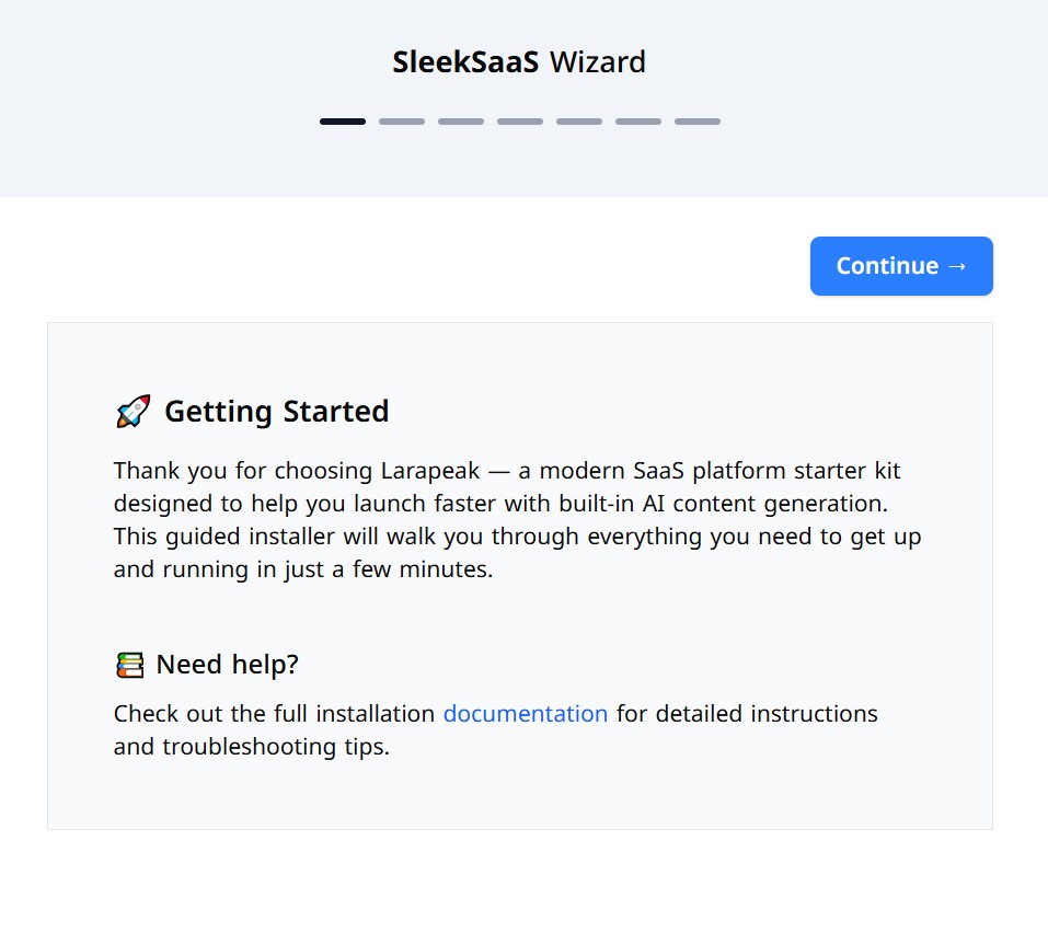 SleekSaaS Wizard Screenshot